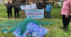কালীগঞ্জে সাড়ে ৩ লাখ টাকার অবৈধ জাল ধ্বংস, জরিমানা