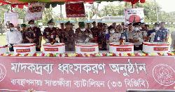 সাতক্ষীরায় ৭৩ কোটি টাকা মূল্যের মাদকদ্রব্য ধ্বংস করলো বিজিবি