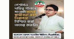 পেশাগত দায়িত্ব পালনে সাংবাদিকদের নিরাপত্তা অত্যন্ত জরুরি: বিএমইউজে
